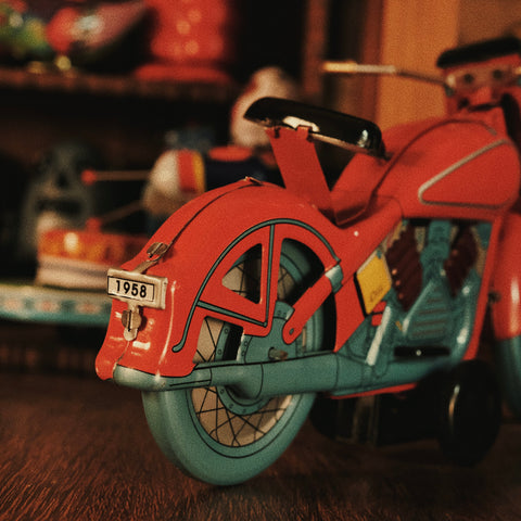 Crimson Rider — Vintage Wind-Up Motorcycle FunClox