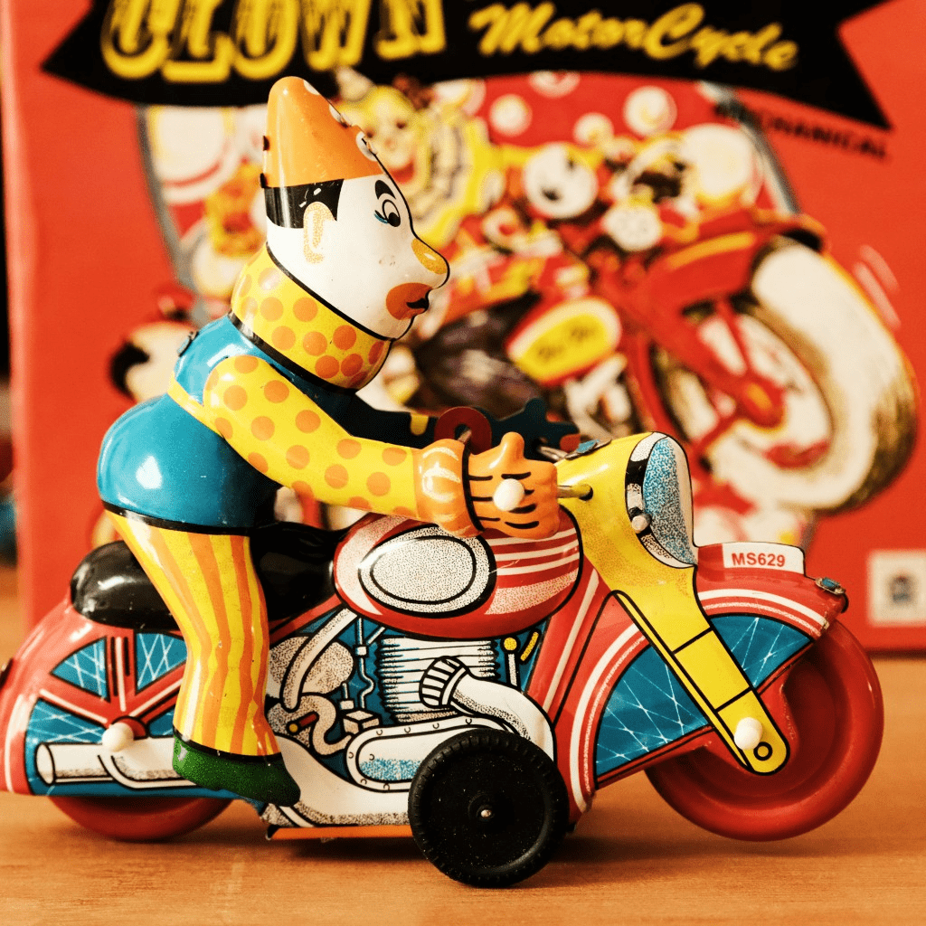 Clown on Motorcycle - FunClox