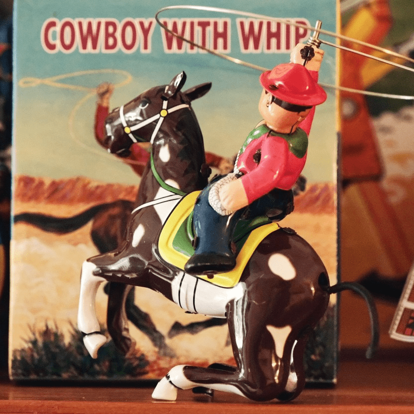 Courtland Rocking R Ranch Wind Up Vintage Cowboy Wind Up Toy - Retro Decor for Bar,Cafes,Restaurant - FunClox