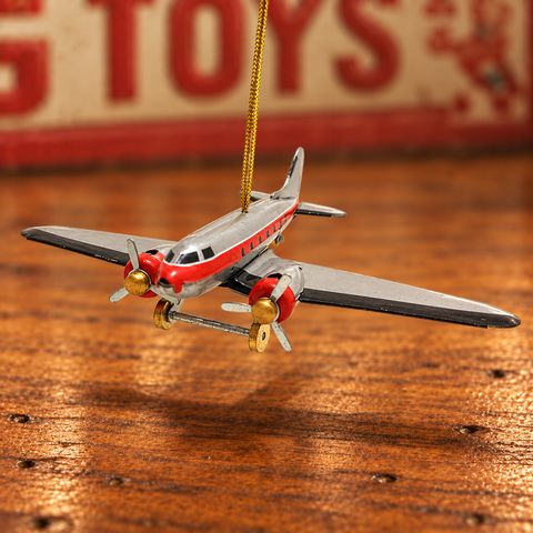 Vintage Airplane Tin Christmas Ornament