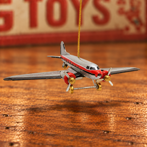 Vintage Airplane Tin Christmas Ornament