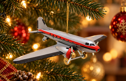 Vintage Airplane Tin Christmas Ornament