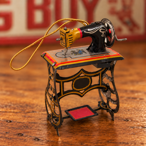 Vintage Sewing Machine Tin Christmas Ornament