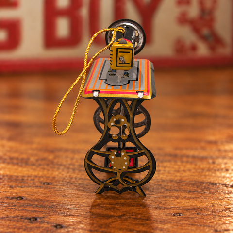 Vintage Sewing Machine Tin Christmas Ornament
