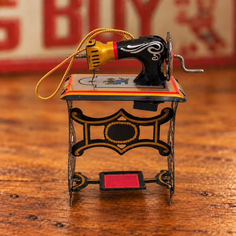 Vintage Sewing Machine Tin Christmas Ornament