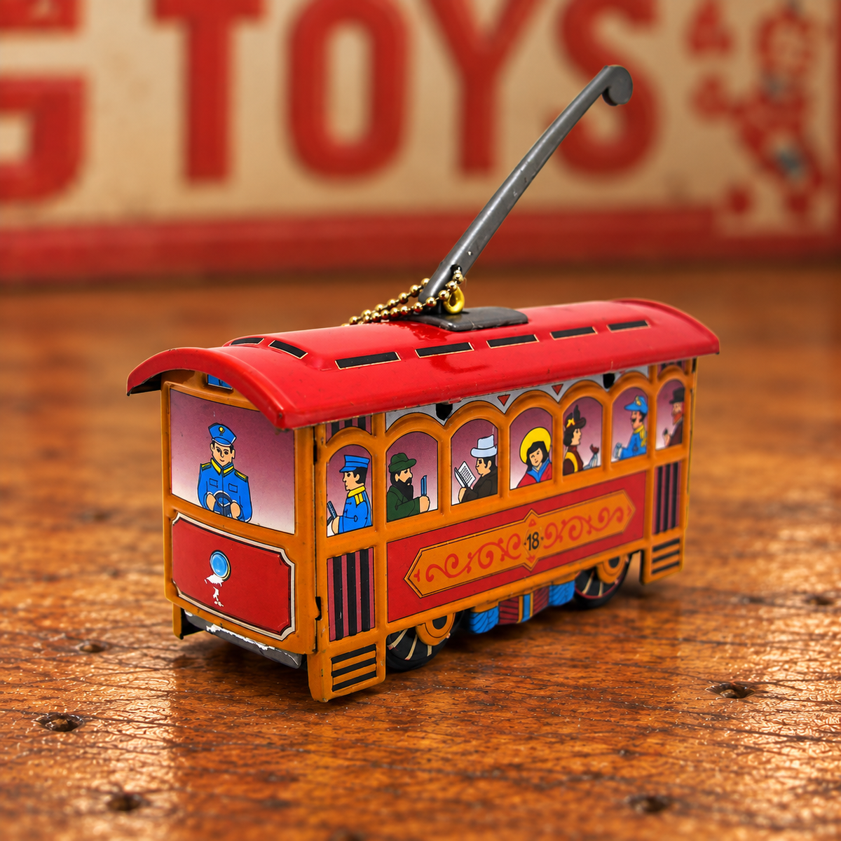 Vintage Streetcar Tin Christmas Ornament