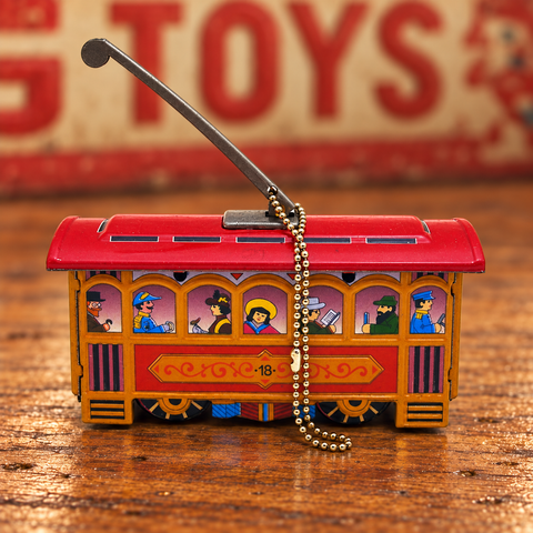 Vintage Streetcar Tin Christmas Ornament