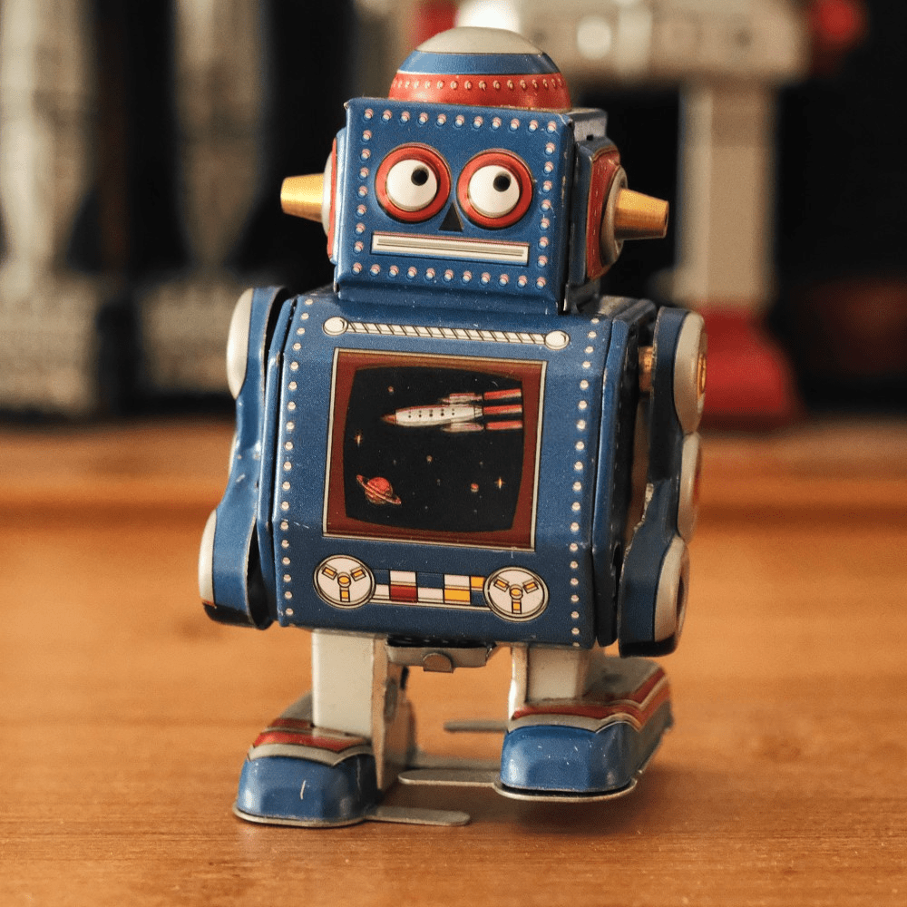 Pocket-Size Gift & Desk Companion - Mini Robot Wind-Up Tin Collectible ...